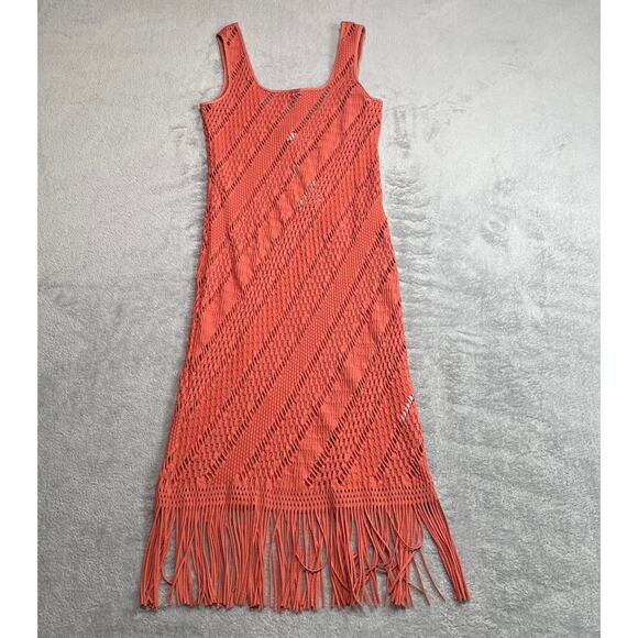 Seafolly Swim Coverup Dress Womens Small Marrakesh Cinnamon Stretchy Fringe New - Picture 1 of 11